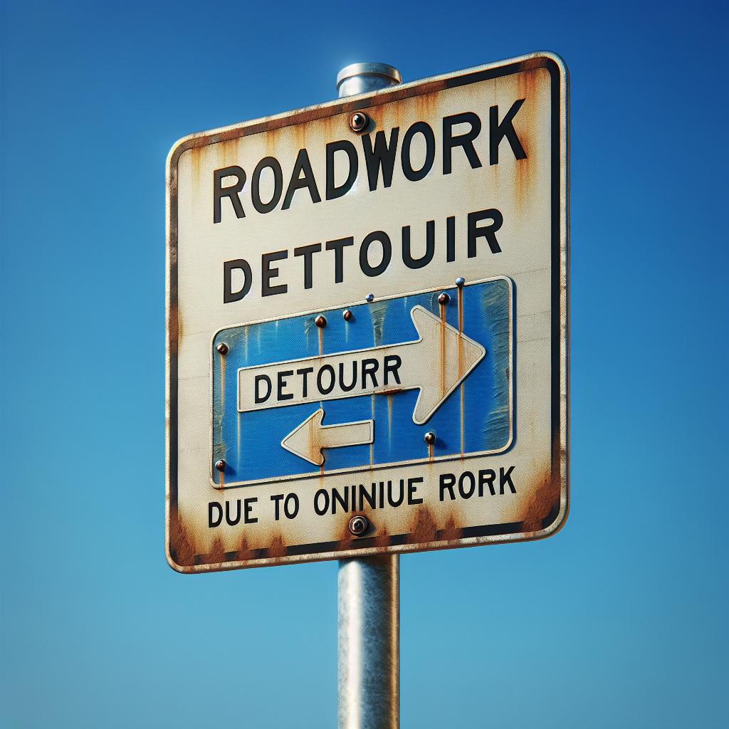 Roadwork traffic diversion sign