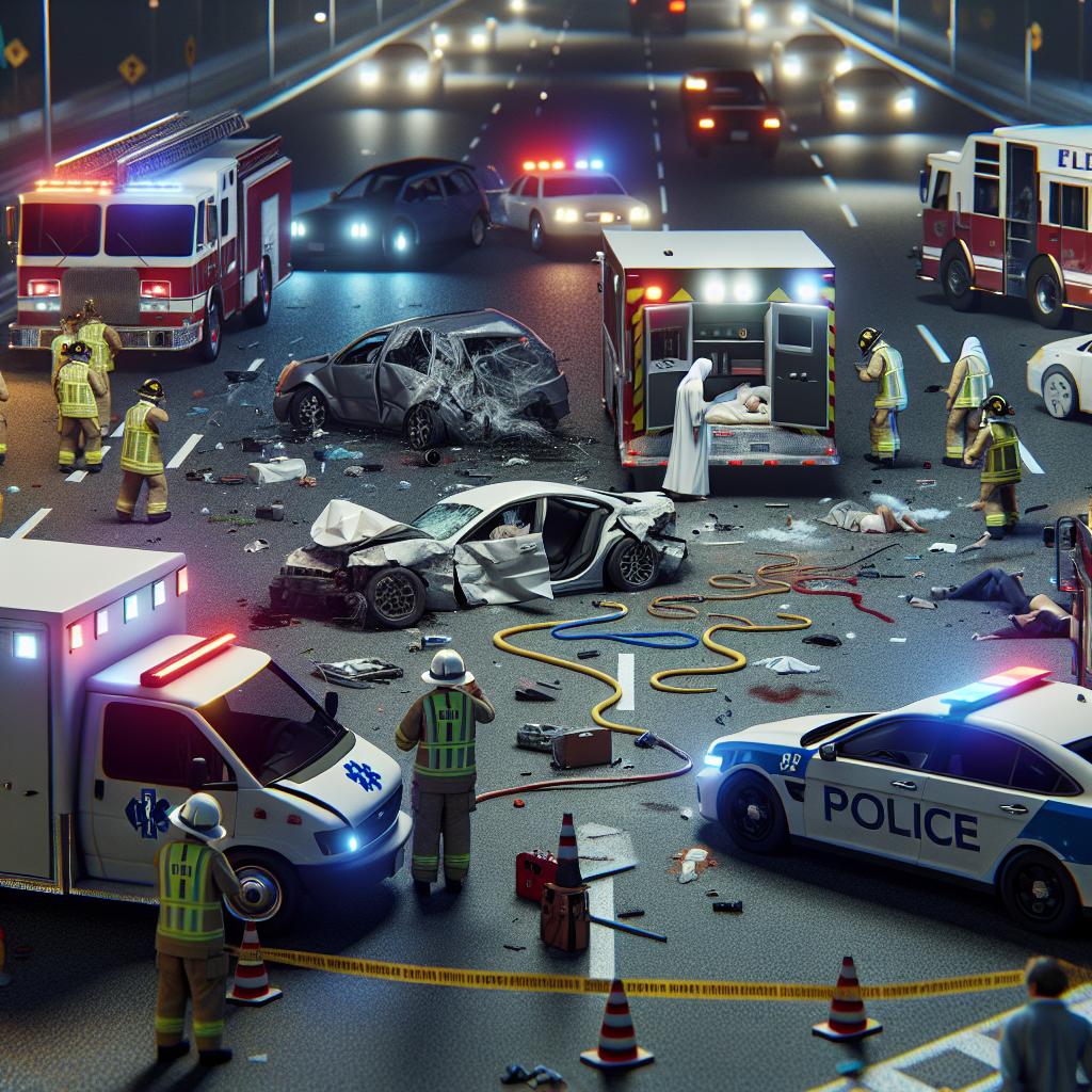 Car accident aftermath scene