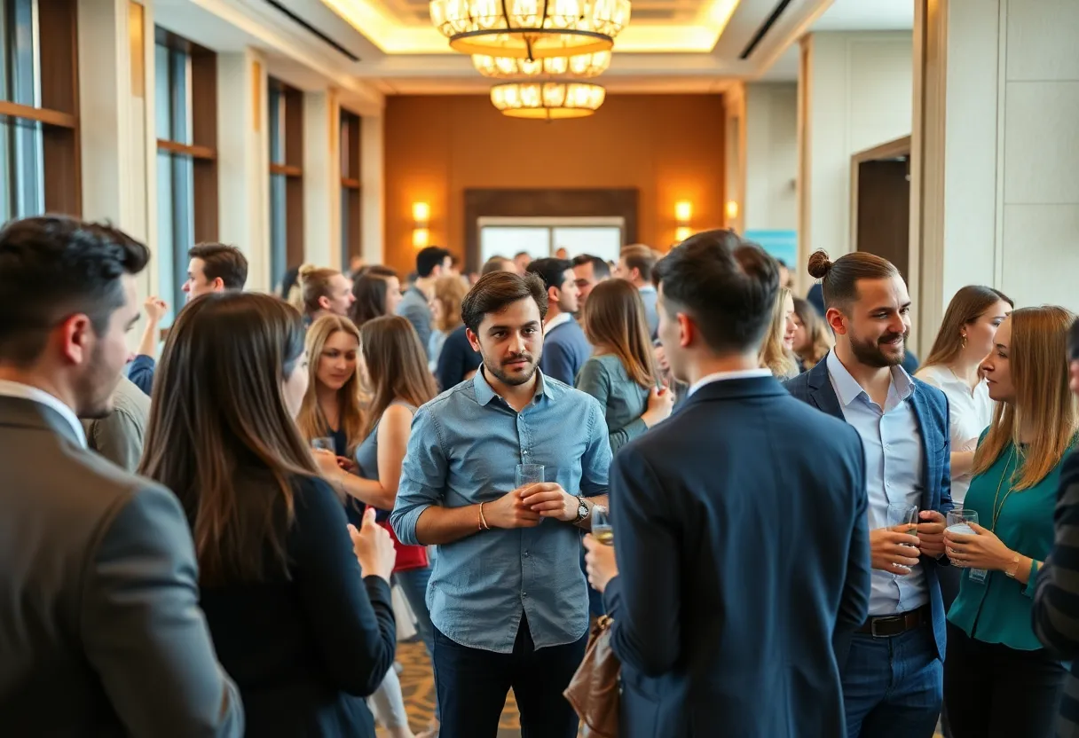 Young professionals networking at an event in Chattanooga.