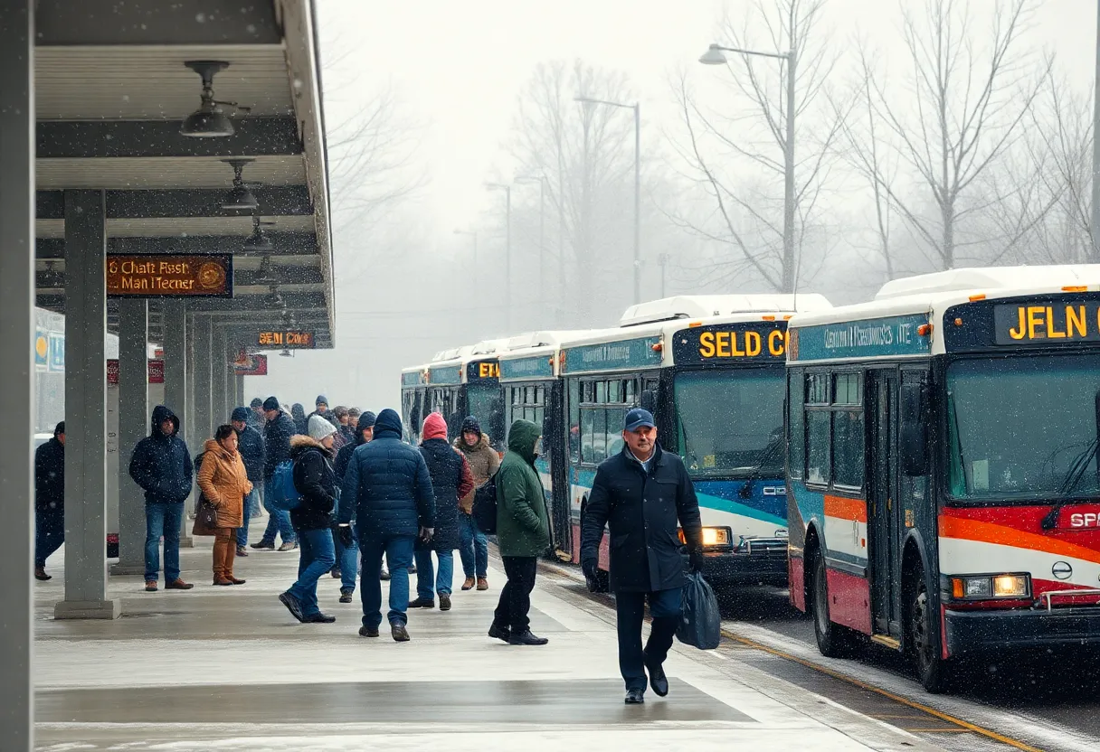 Chattanooga bus station in winter