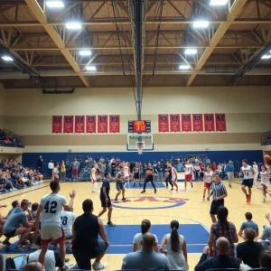 Grace Baptist Academy boys basketball team competing in a game.