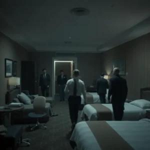 A chaotic hotel room depicting a distressing situation