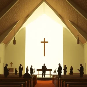 Abstract representation of community debate over a church sermon in Chattanooga.