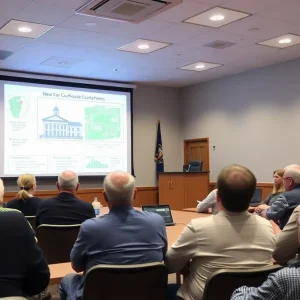 Residents discussing the new courthouse location in Chattanooga.