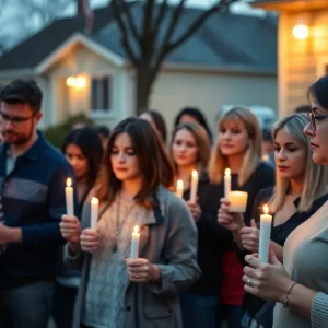 Community members holding candles in support of child safety victims