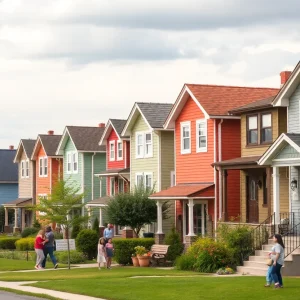 Diverse urban neighborhood engaged in community activities.