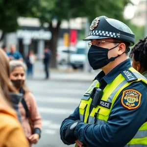 Police officer interacting with community members in Hamilton County