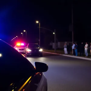 Nighttime scene of an armed carjacking in Chattanooga