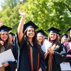 Graduates celebrating at Chattanooga Preparatory School's first graduation ceremony.