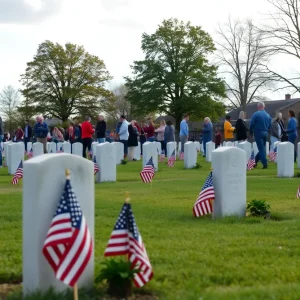 Cemetery memorial for fallen heroes on Memorial Day in Chattanooga