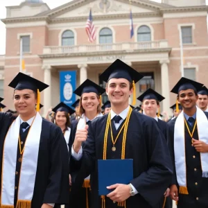 Chattanooga graduate celebrating at the U.S. Naval Academy graduation ceremony.
