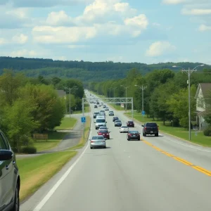 A less congested road in Chattanooga with scenic views