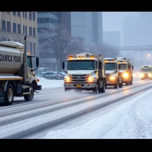 Public works team treating roads in Chattanooga for winter weather