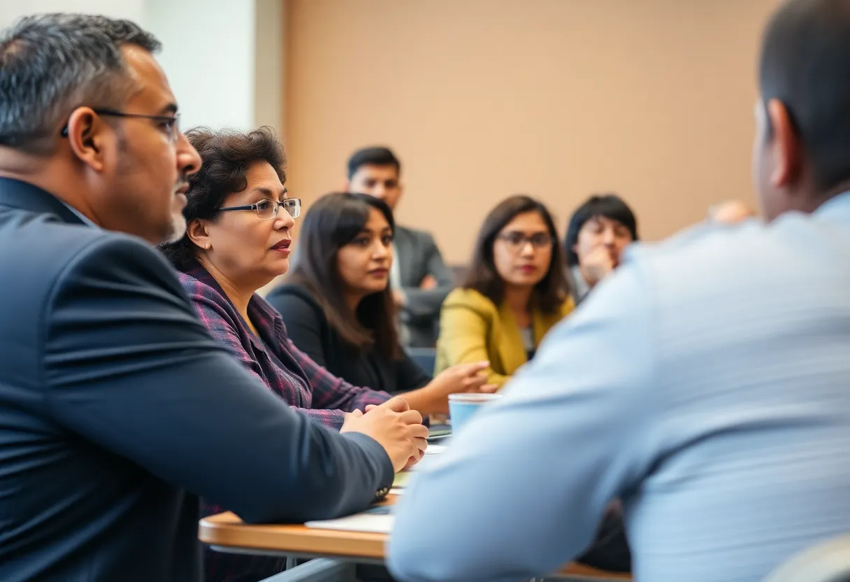 Community members discussing immigration enforcement in Hamilton County