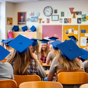 High school seniors reflecting on their childhood in a classroom setting