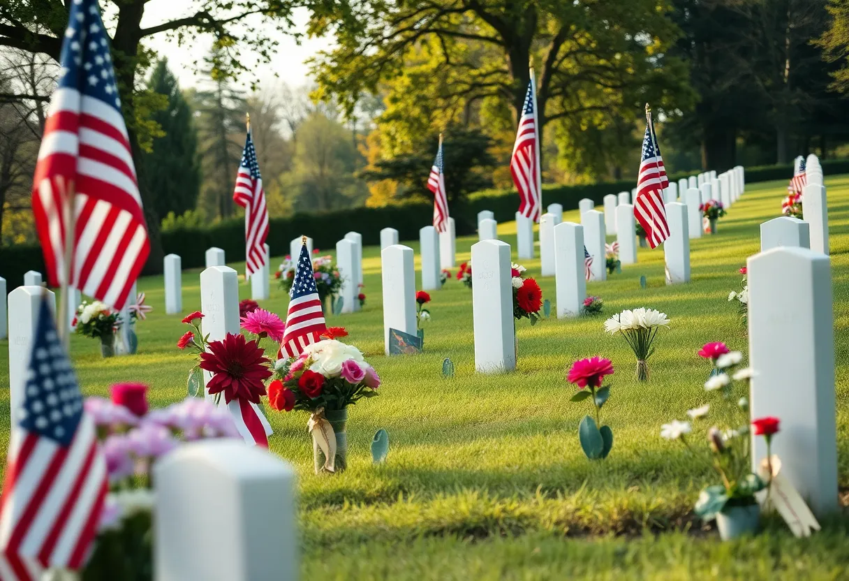 Cemetery scene honoring Tom Phillips
