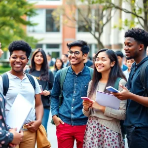 Diverse students on campus celebrating new leadership at UTC