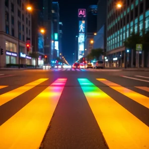 Smart crosswalk with colored lights in Chattanooga
