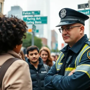 Police officer interacting with community members in Chattanooga