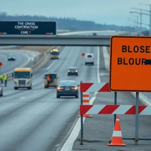 Construction work at I-75 I-24 interchange in Chattanooga