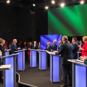 Candidates engaging in a heated debate for New York City mayor