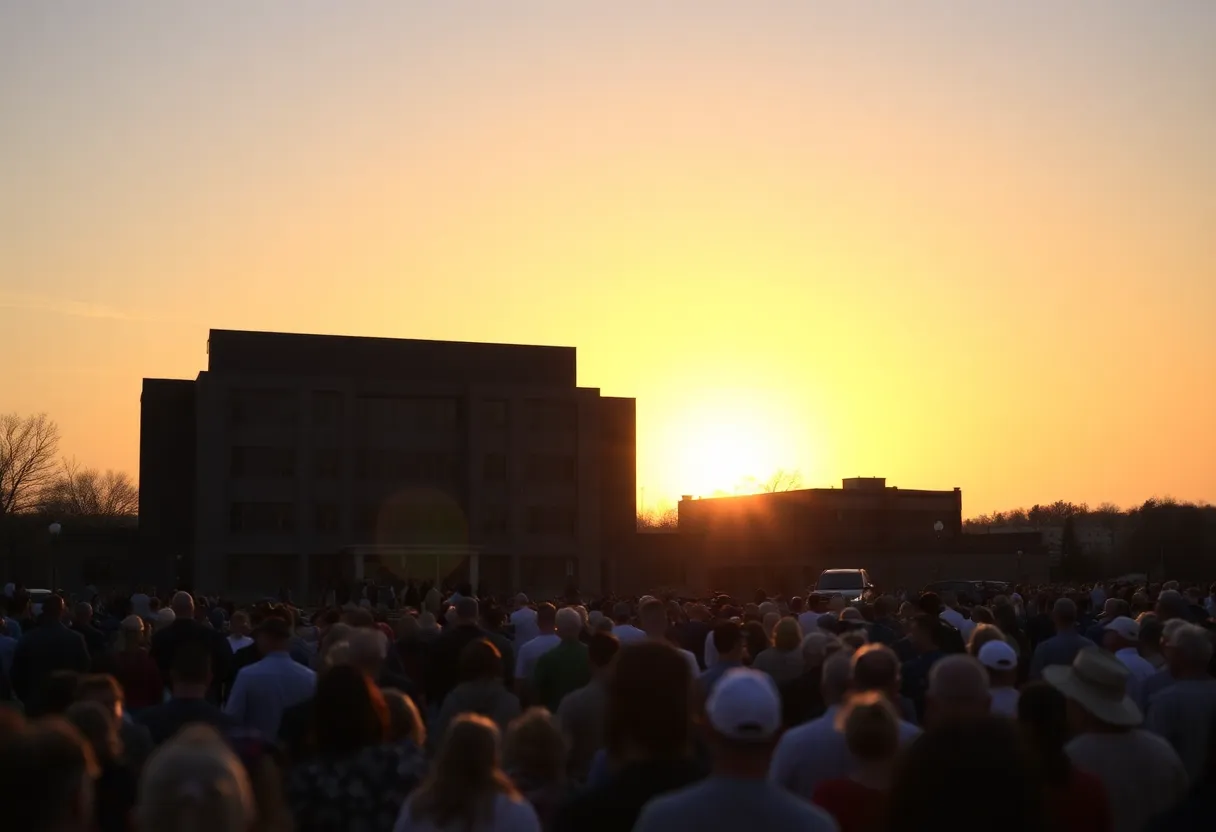 Sunset over a community event in Chattanooga, symbolizing remembrance.