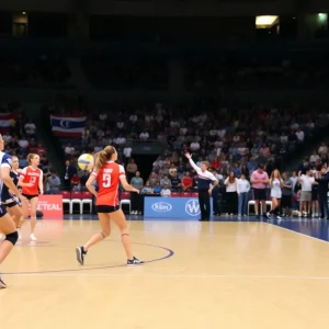 UTC Mocs Volleyball players in action during a game