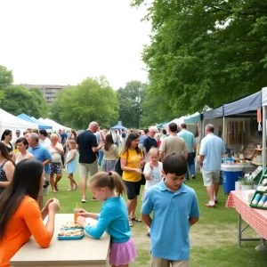Families and vendors at Walnut Street Bridge Festival in Coolidge Park