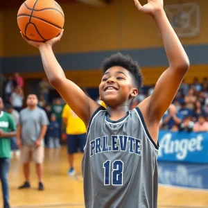 Celebration of a young basketball player after being drafted