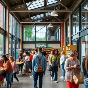 Residents engaging in community activities at a Chattanooga community hub.