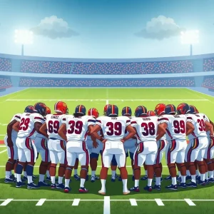 Football team huddle representing preparation and strategy