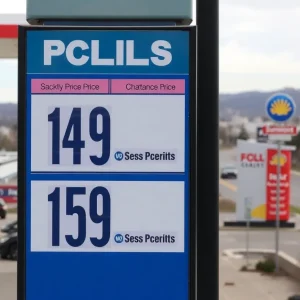 Chattanooga gasoline prices displayed at various fuel stations