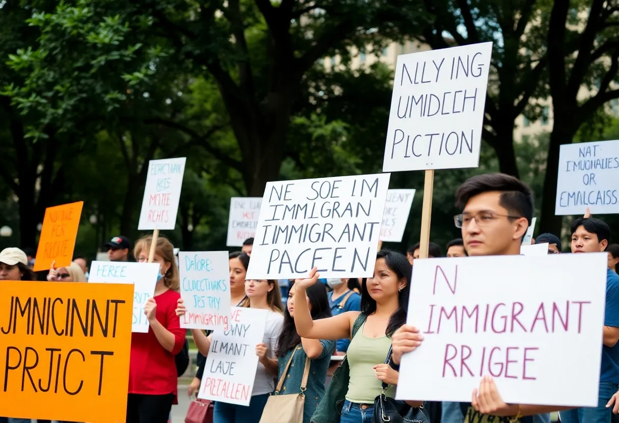 Protesters in Chattanooga rallying for immigrant rights at Miller Park