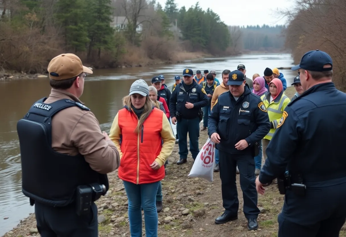Chattanooga Police and volunteers conducting search operations by the river.