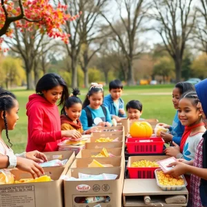 Community food distribution event for children in Chattanooga