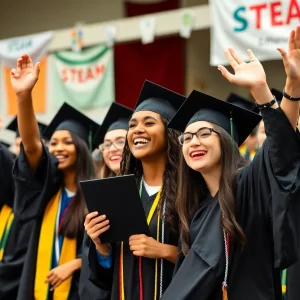 Graduates celebrating at Chattanooga TECH Academy ceremony