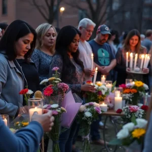 Community members holding candles at a vigil in Chattanooga