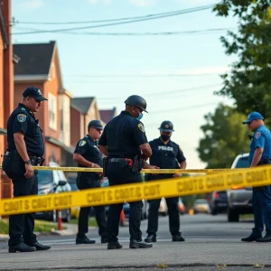 Police officers investigating a shooting scene in Chattanooga