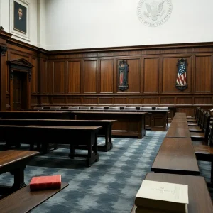 Empty courtroom symbolizing the Scopes trial