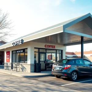 New drive-through coffee shop in Chattanooga between school and supermarket