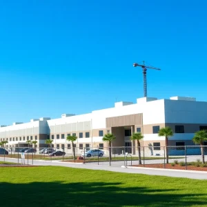 Aerial view of Florida's new immigration detention center under construction.