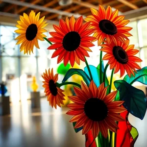 Inna Beker's glass art piece inspired by sunflowers