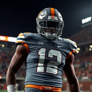 Tennessee football player in the new Smokey Grey uniform