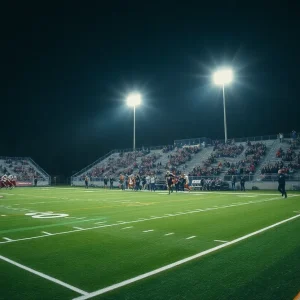 Football game scene during TSSAA playoffs