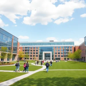 UT Martin university campus with students