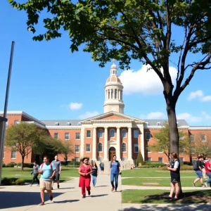 Students walking on campus at the University of Tennessee at Chattanooga