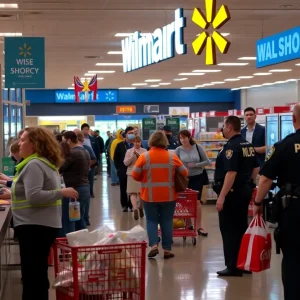 Emergency services responding to a stabbing incident at Walmart