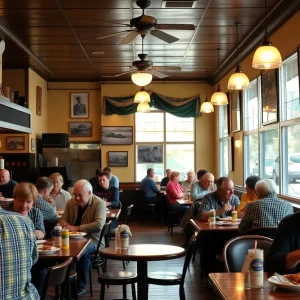 Interior of Zarzour's Café bustling with patrons enjoying meals