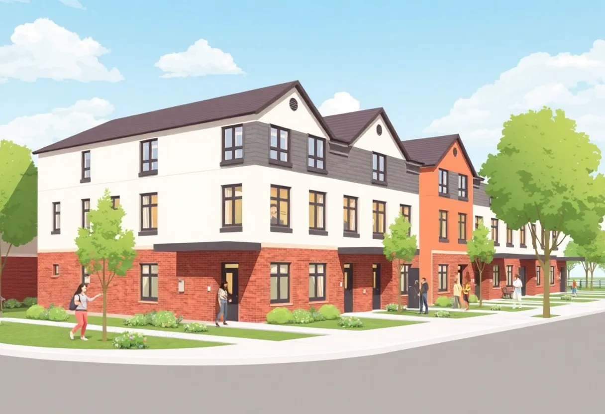 Conceptual illustration of affordable housing units for school employees