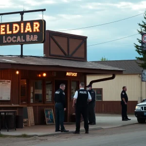 A quiet bar in Anaconda surrounded by police activity